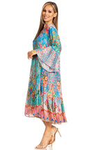 Sakkas Womens 3/4 Ruffled Sleeves Henley Neck Summer Short Flowy Dress/Beachwear dresses La Vie Bien Sakkas Womens 3/4 Ruffled Sleeves Henley Neck Summer Short Flowy Dress/Beachwear