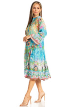 Sakkas Womens 3/4 Sleeves Button Down Spring/Summer Short Shirt Dress/Cover-up dresses La Vie Bien Sakkas Womens 3/4 Sleeves Button Down Spring/Summer Short Shirt Dress/Cover-up