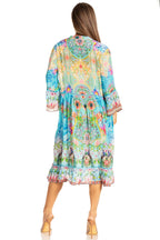 Sakkas Womens 3/4 Sleeves Button Down Spring/Summer Short Shirt Dress/Cover-up dresses La Vie Bien Sakkas Womens 3/4 Sleeves Button Down Spring/Summer Short Shirt Dress/Cover-up