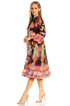 Sakkas Womens 3/4 Sleeves Button Down Spring/Summer Short Shirt Dress/Cover-up dresses La Vie Bien Sakkas Womens 3/4 Sleeves Button Down Spring/Summer Short Shirt Dress/Cover-up