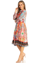 Sakkas Womens 3/4 Sleeves Button Down Spring/Summer Short Shirt Dress/Cover-up dresses La Vie Bien Sakkas Womens 3/4 Sleeves Button Down Spring/Summer Short Shirt Dress/Cover-up