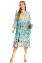 Sakkas Womens 3/4 Sleeves Button Down Spring/Summer Short Shirt Dress/Cover-up dresses La Vie Bien Sakkas Womens 3/4 Sleeves Button Down Spring/Summer Short Shirt Dress/Cover-up