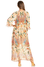 Sakkas Womens Henley Neck Elbow Sleeves Long A-Line Summer dress with pockets dresses La Vie Bien Sakkas Womens Henley Neck Elbow Sleeves Long A-Line Summer dress with pockets