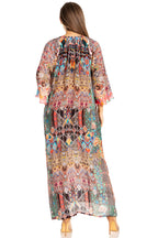 Sakkas Womens Henley Neck Elbow Sleeves Long A-Line Summer dress with pockets dresses La Vie Bien Sakkas Womens Henley Neck Elbow Sleeves Long A-Line Summer dress with pockets