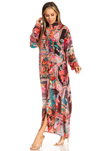 Sakkas Womens Long Sleeves Button Down Spring/Summer Maxi Shirt dress/Beachwear dresses La Vie Bien Sakkas Womens Long Sleeves Button Down Spring/Summer Maxi Shirt dress/Beachwear