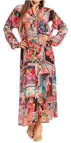 Sakkas Womens Long Sleeves Button Down Spring/Summer Maxi Shirt dress/Beachwear dresses La Vie Bien Sakkas Womens Long Sleeves Button Down Spring/Summer Maxi Shirt dress/Beachwear