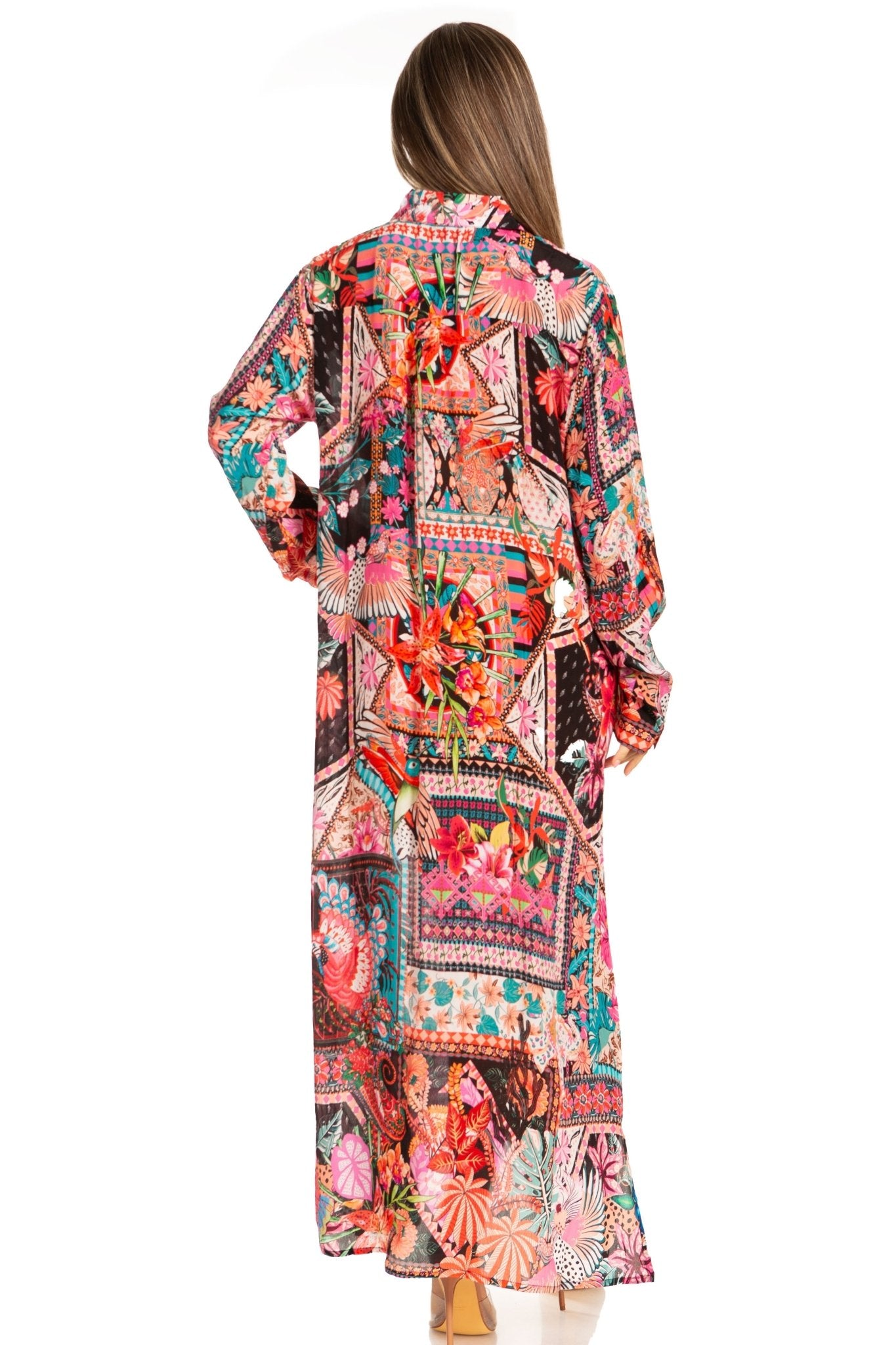 Sakkas Womens Long Sleeves Button Down Spring/Summer Maxi Shirt dress/Beachwear dresses La Vie Bien Sakkas Womens Long Sleeves Button Down Spring/Summer Maxi Shirt dress/Beachwear