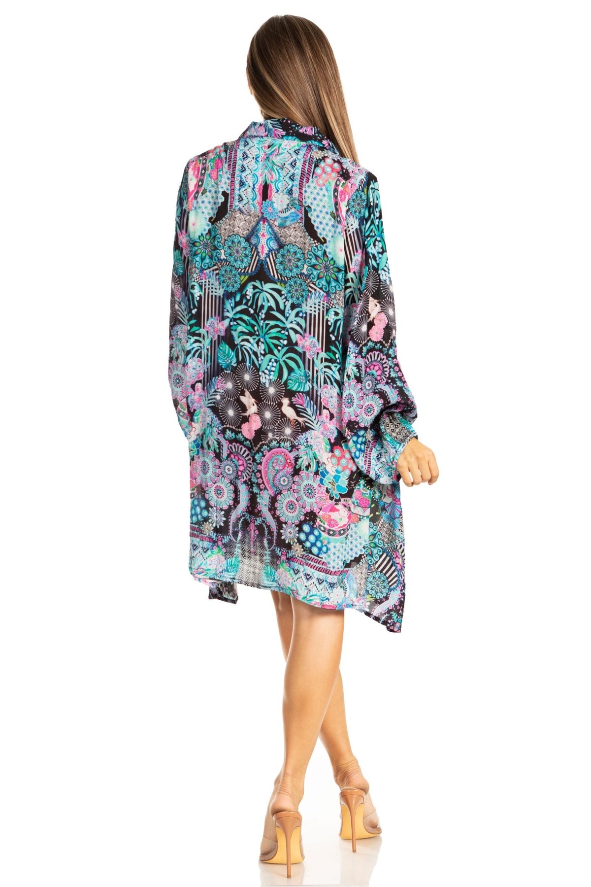 Sakkas Womens Long Sleeves Collared Neck Spring/Summer Short Shirt Dress/Cover-up dresses La Vie Bien Sakkas Womens Long Sleeves Collared Neck Spring/Summer Short Shirt Dress/Cover-up