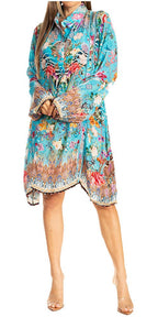 Sakkas Womens Long Sleeves Collared Neck Spring/Summer Short Shirt Dress/Cover-up dresses La Vie Bien Sakkas Womens Long Sleeves Collared Neck Spring/Summer Short Shirt Dress/Cover-up