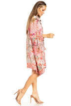 Sakkas Womens Long Sleeves Collared Neck Spring/Summer Short Shirt Dress/Cover-up dresses La Vie Bien Sakkas Womens Long Sleeves Collared Neck Spring/Summer Short Shirt Dress/Cover-up