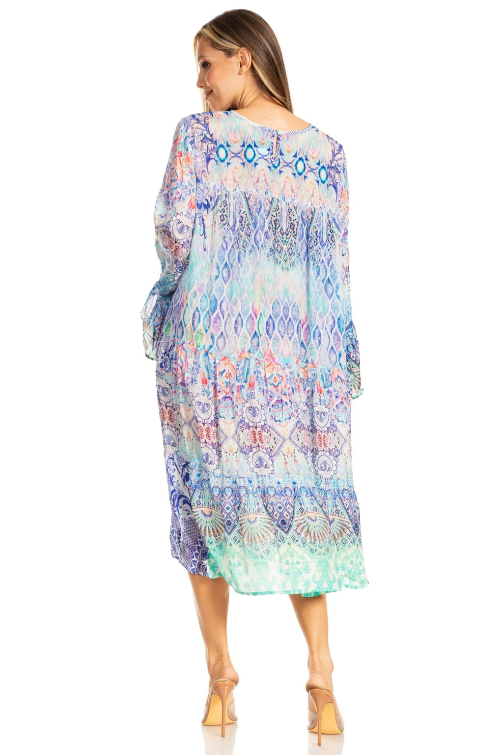 Sakkas Womens Ruffled Sleeves Scoop Neck Summer Short Tiered Dress/Loungewear dresses La Vie Bien Sakkas Womens Ruffled Sleeves Scoop Neck Summer Short Tiered Dress/Loungewear