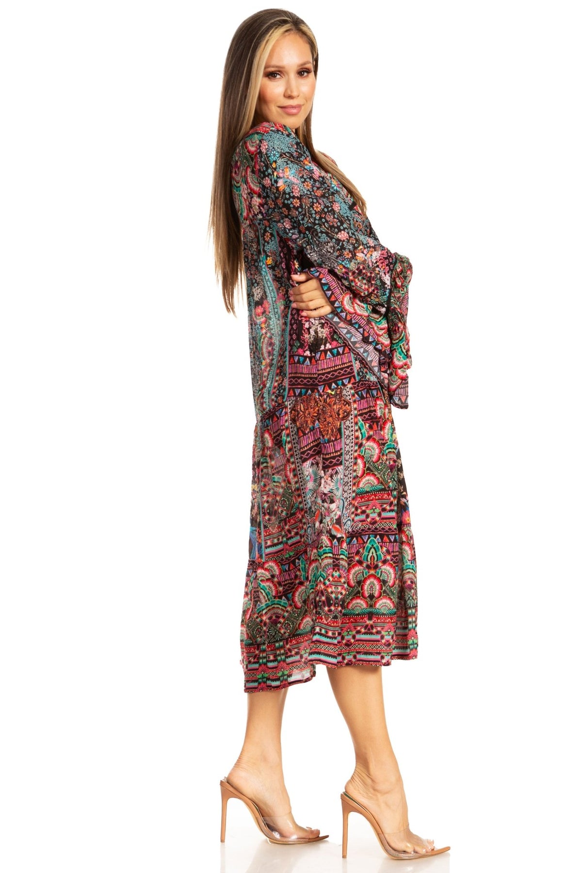 Sakkas Womens Ruffled Sleeves Scoop Neck Summer Short Tiered Dress/Loungewear dresses La Vie Bien Sakkas Womens Ruffled Sleeves Scoop Neck Summer Short Tiered Dress/Loungewear