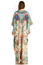 Sakkas Yeni Women's Short Sleeve V-neck Summer Floral Long Caftan Dress Cover-up dresses La Vie Bien Sakkas Yeni Women's Short Sleeve V-neck Summer Floral Long Caftan Dress Cover-up