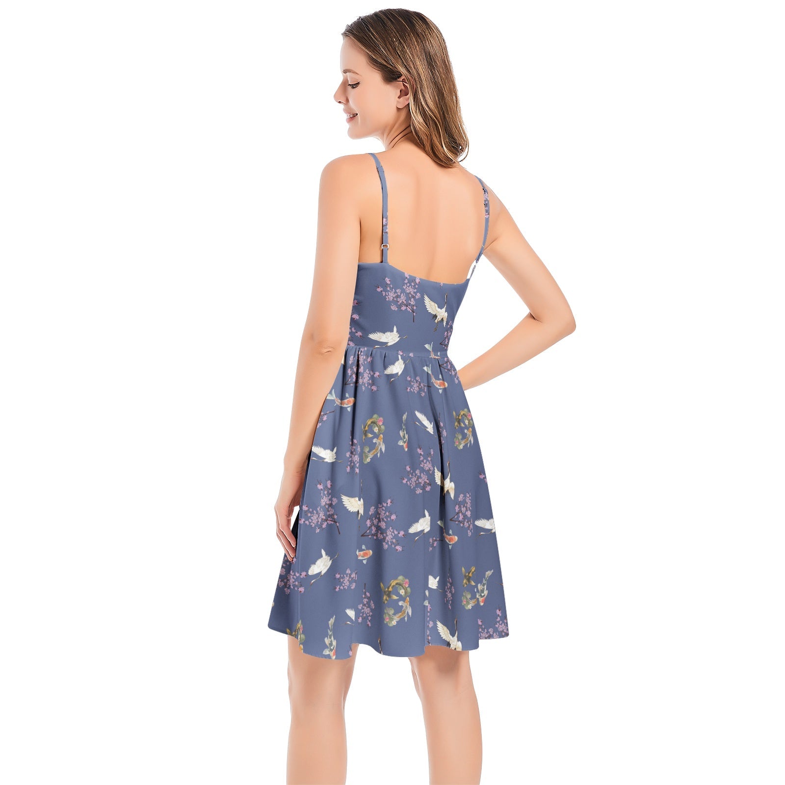 Sakura Dreams cami midi dress in soft knitted chiffon — V-neck, flared hem, hidden pockets Dress La Vie Bien Sakura Dreams cami midi dress in soft knitted chiffon — V-neck, flared hem, hidden pockets