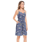 Sakura Dreams cami midi dress in soft knitted chiffon — V-neck, flared hem, hidden pockets Dress La Vie Bien Sakura Dreams cami midi dress in soft knitted chiffon — V-neck, flared hem, hidden pockets
