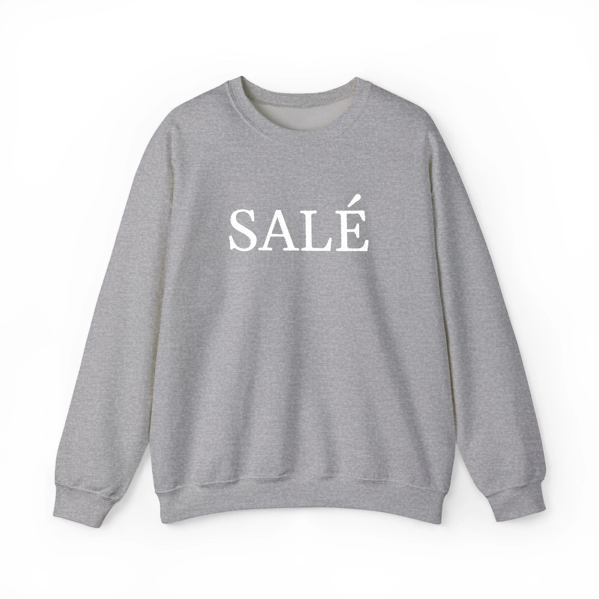 SALÉ (salty) embroidered French pun Text Crewneck Sweatshirt, Minimal French Word Graphic sweater for francophones by Printify