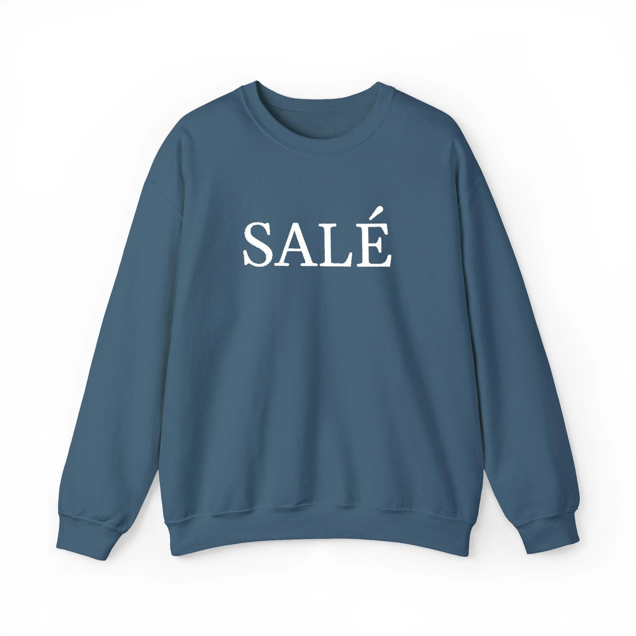 SALÉ (salty) embroidered French pun Text Crewneck Sweatshirt, Minimal French Word Graphic sweater for francophones by Printify