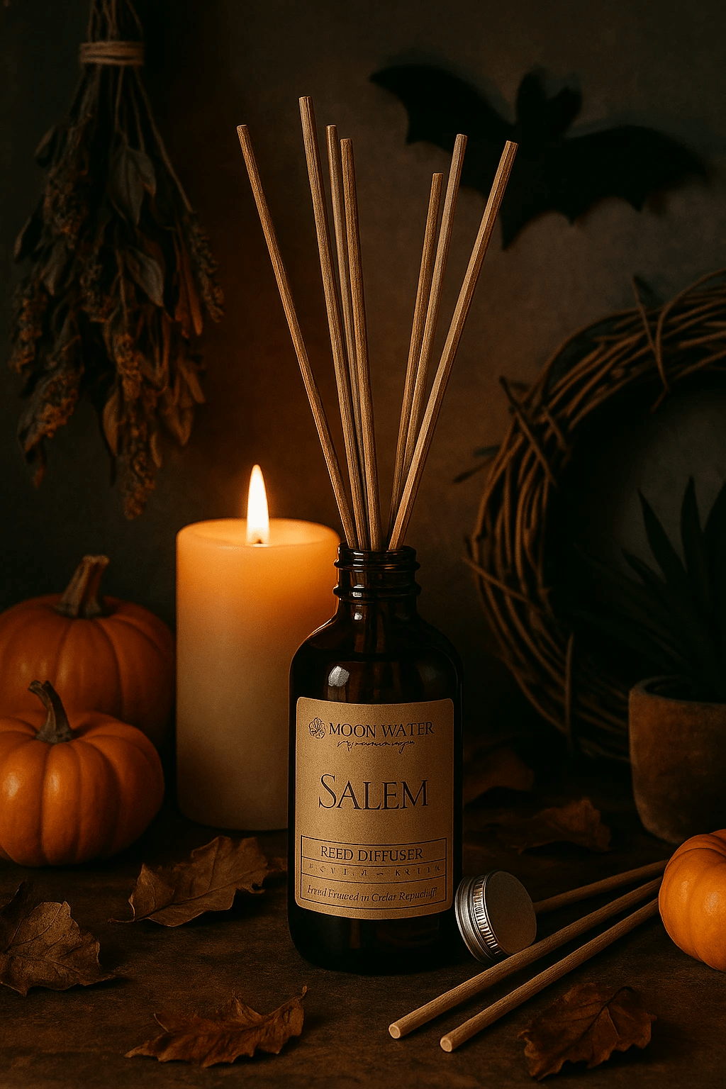 SALEM - REED DIFFUSER, REED DIFFUSER - Vetiver, Clove, Patchouli & Cinnamon - by Moon Water Apothecary!