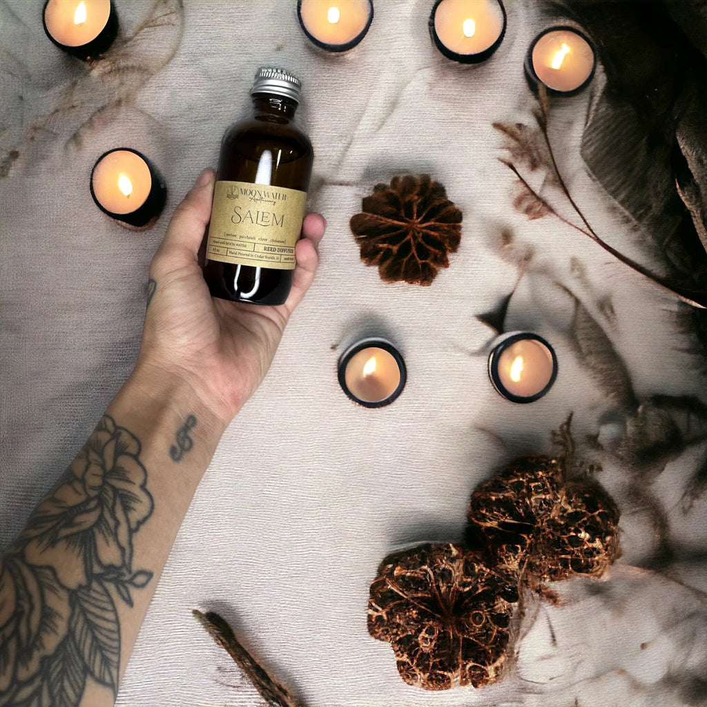 SALEM - REED DIFFUSER, REED DIFFUSER - Vetiver, Clove, Patchouli & Cinnamon - by Moon Water Apothecary!