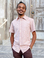 Salmon Men's Button Down Shirt by Passion Lilie
