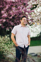 Salmon Men's Button Down Shirt by Passion Lilie