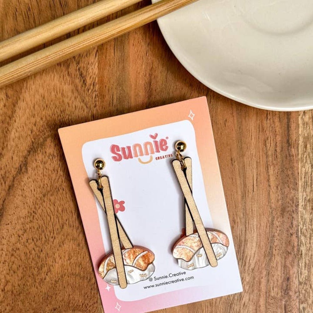 Salmon Sushi Acrylic Earrings Earrings and Accessories La Vie Bien Salmon Sushi Acrylic Earrings