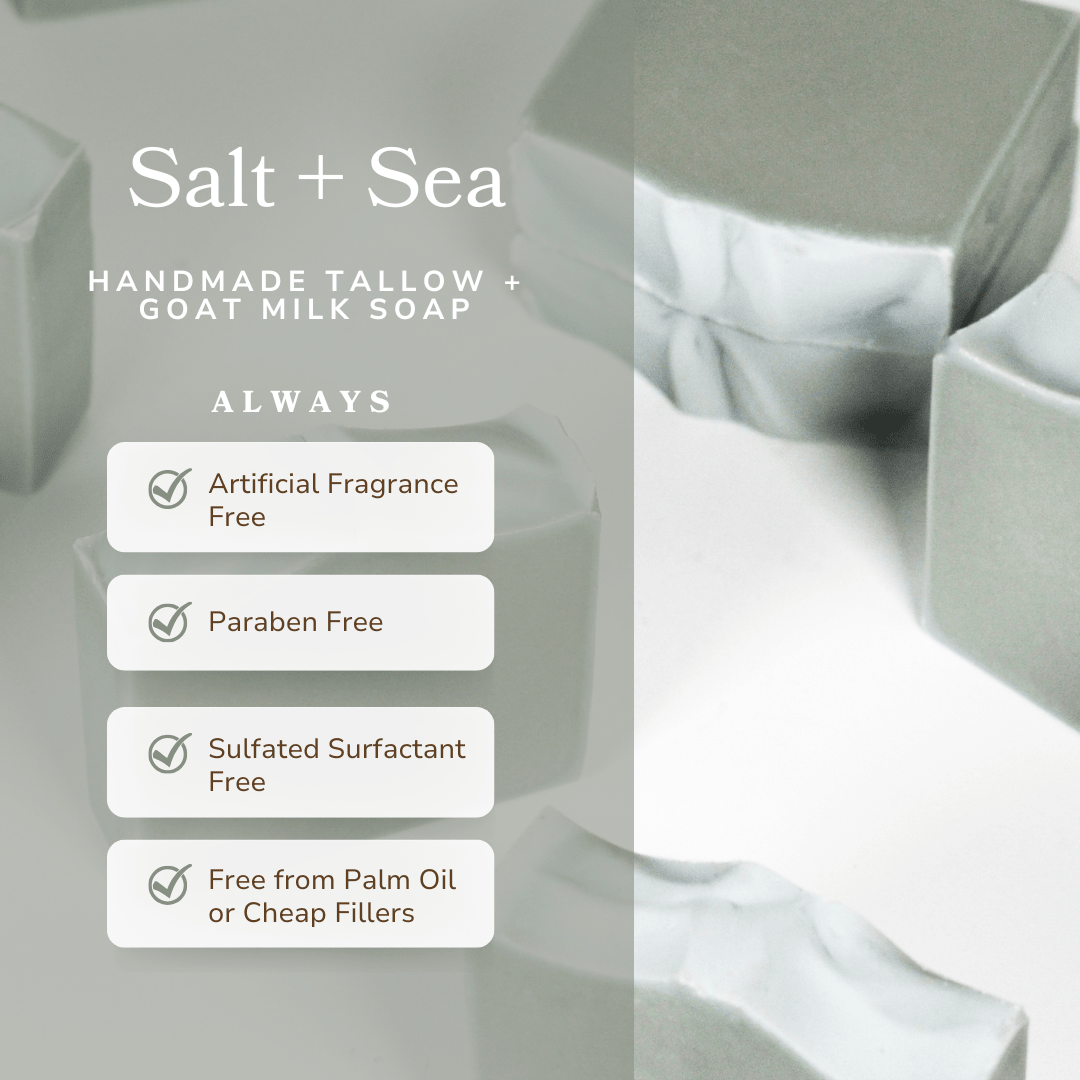 Salt + Sea Bar Handmade Tallow and Goat Milk Soap Bar Bar Soap La Vie Bien Salt + Sea Bar Handmade Tallow and Goat Milk Soap Bar