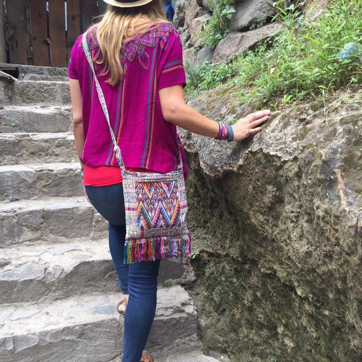 Samara Up - cycled Huipil Corte One - of - a - Kind Adjustable Crossbody Bag - Guatemala Bags La Vie Bien Samara Up - cycled Huipil Corte One - of - a - Kind Adjustable Crossbody Bag - Guatemala