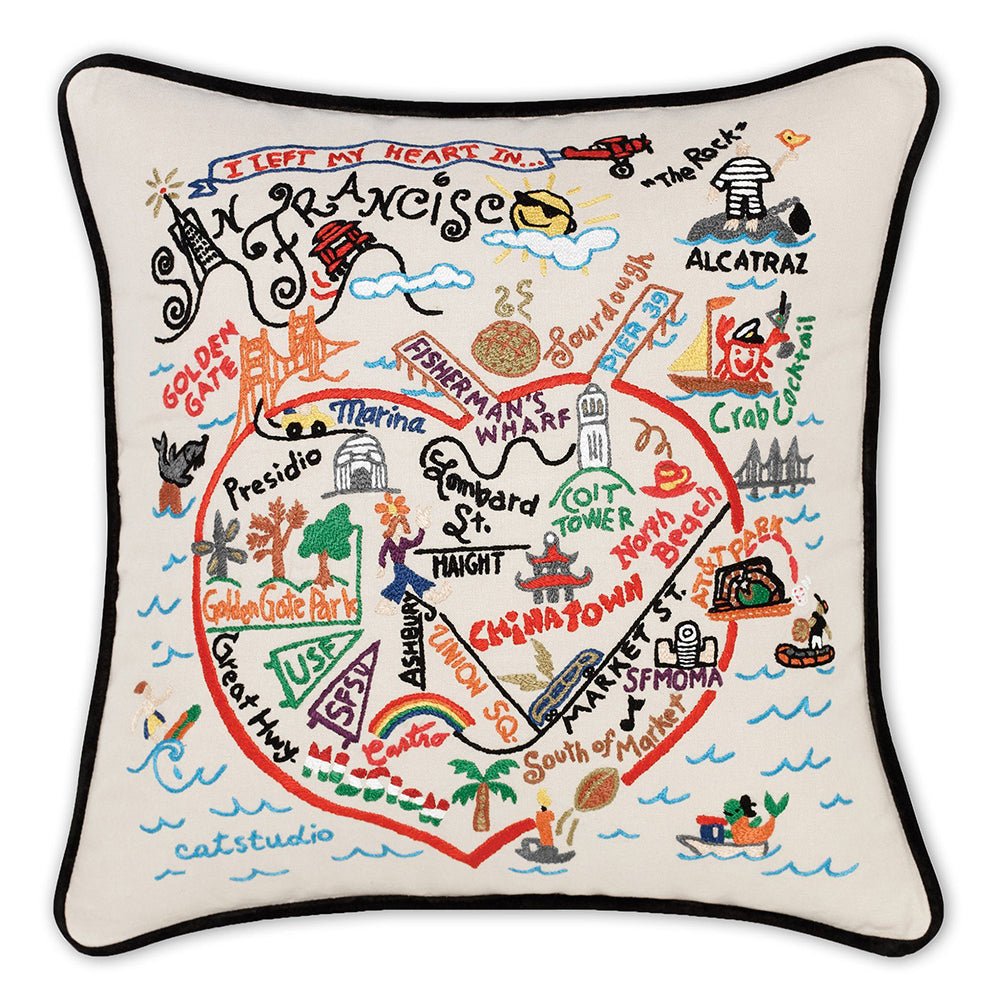 San Francisco, CA Hand - Embroidered Pillow Pillows La Vie Bien San Francisco, CA Hand - Embroidered Pillow