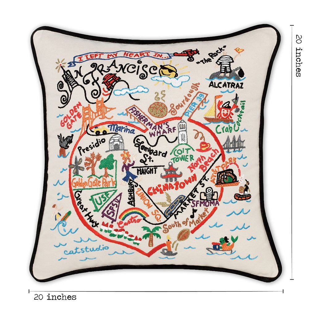 San Francisco, CA Hand - Embroidered Pillow Pillows La Vie Bien San Francisco, CA Hand - Embroidered Pillow