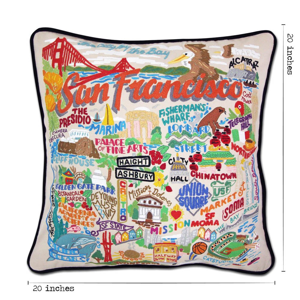 San Francisco City Hand - Embroidered Pillow by CatStudio Pillows La Vie Bien San Francisco City Hand - Embroidered Pillow by CatStudio