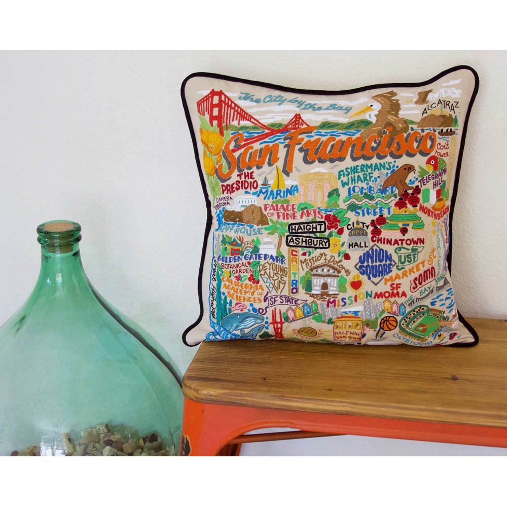 San Francisco City Hand - Embroidered Pillow by CatStudio Pillows La Vie Bien San Francisco City Hand - Embroidered Pillow by CatStudio