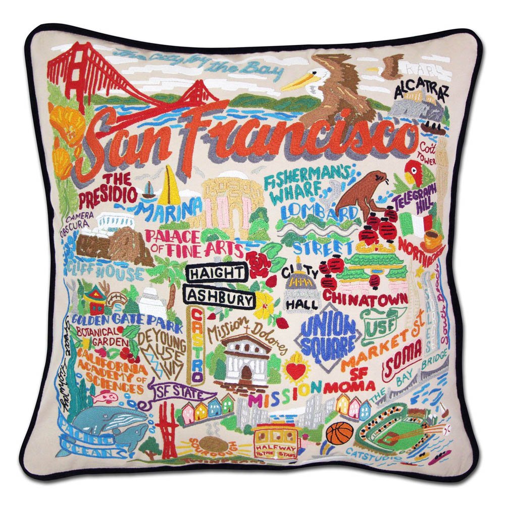 San Francisco City Hand - Embroidered Pillow by CatStudio Pillows La Vie Bien San Francisco City Hand - Embroidered Pillow by CatStudio