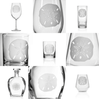 Sand Dollar Etched Glassware Kitchen Accessories La Vie Bien Sand Dollar Etched Glassware