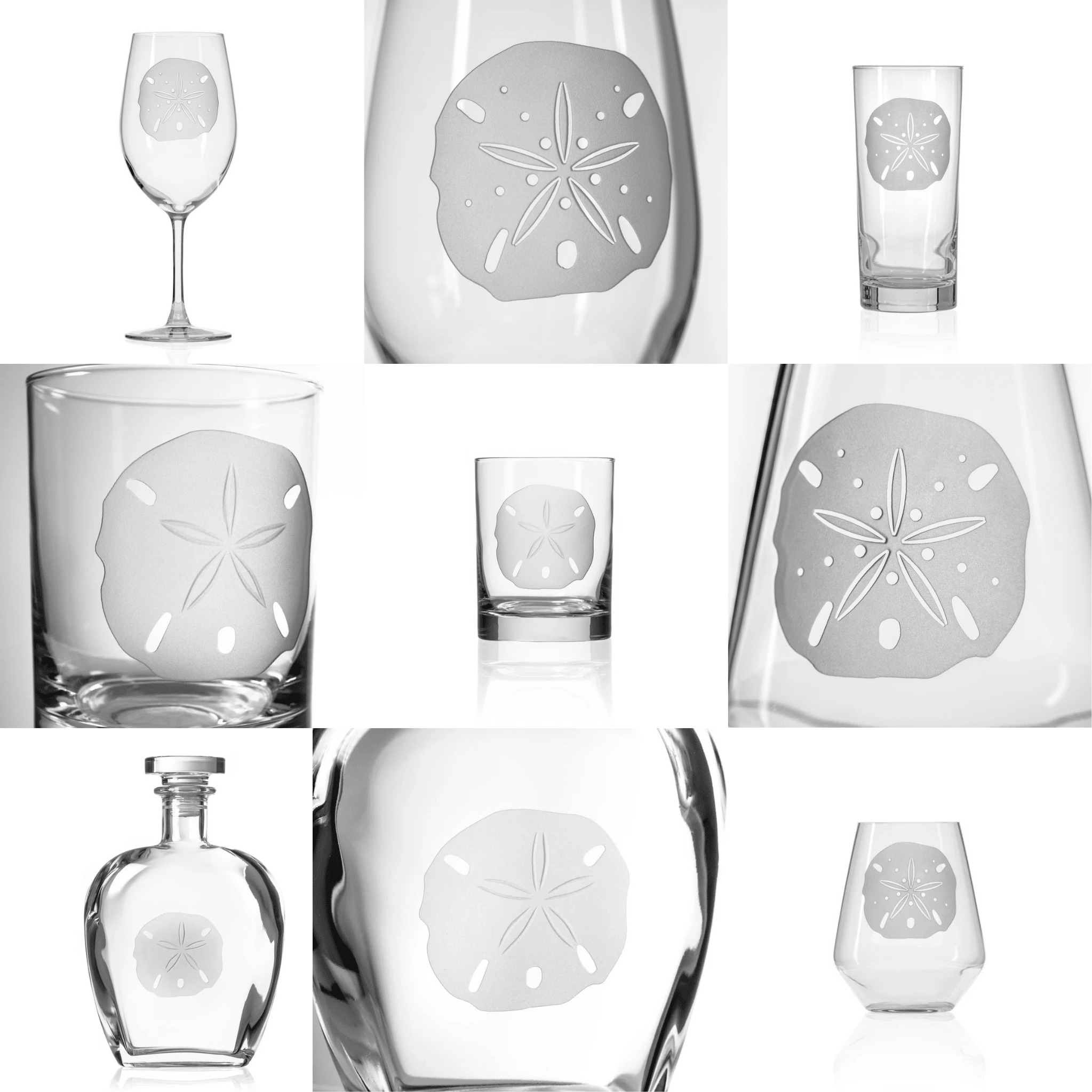 Sand Dollar Etched Glassware Kitchen Accessories La Vie Bien Sand Dollar Etched Glassware