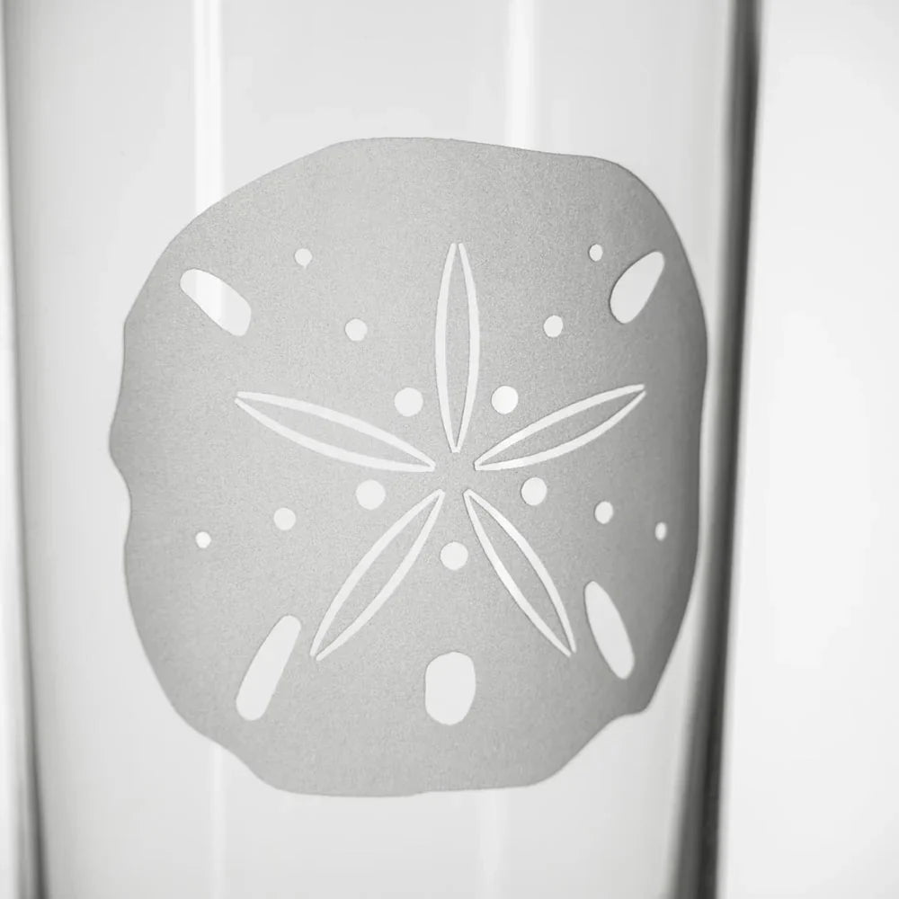 Sand Dollar Etched Glassware Kitchen Accessories La Vie Bien Sand Dollar Etched Glassware