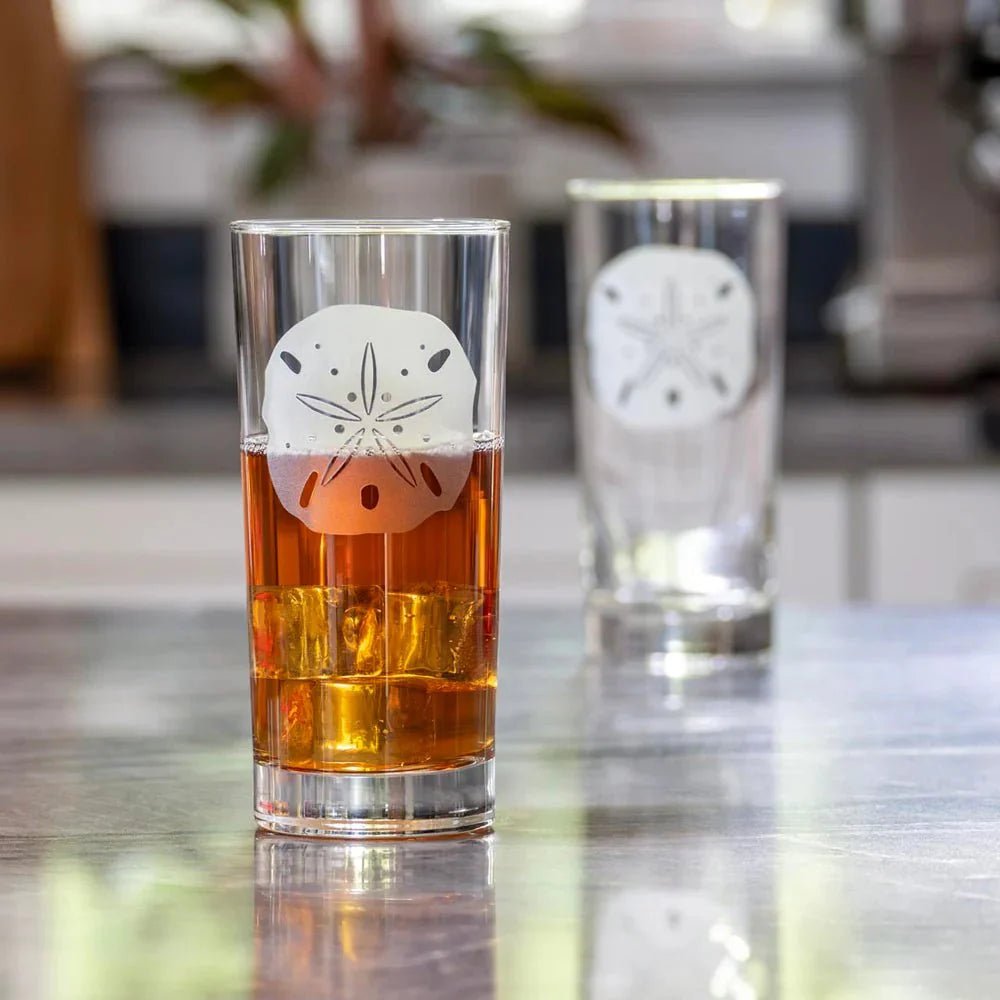 Sand Dollar Etched Glassware Kitchen Accessories La Vie Bien Sand Dollar Etched Glassware