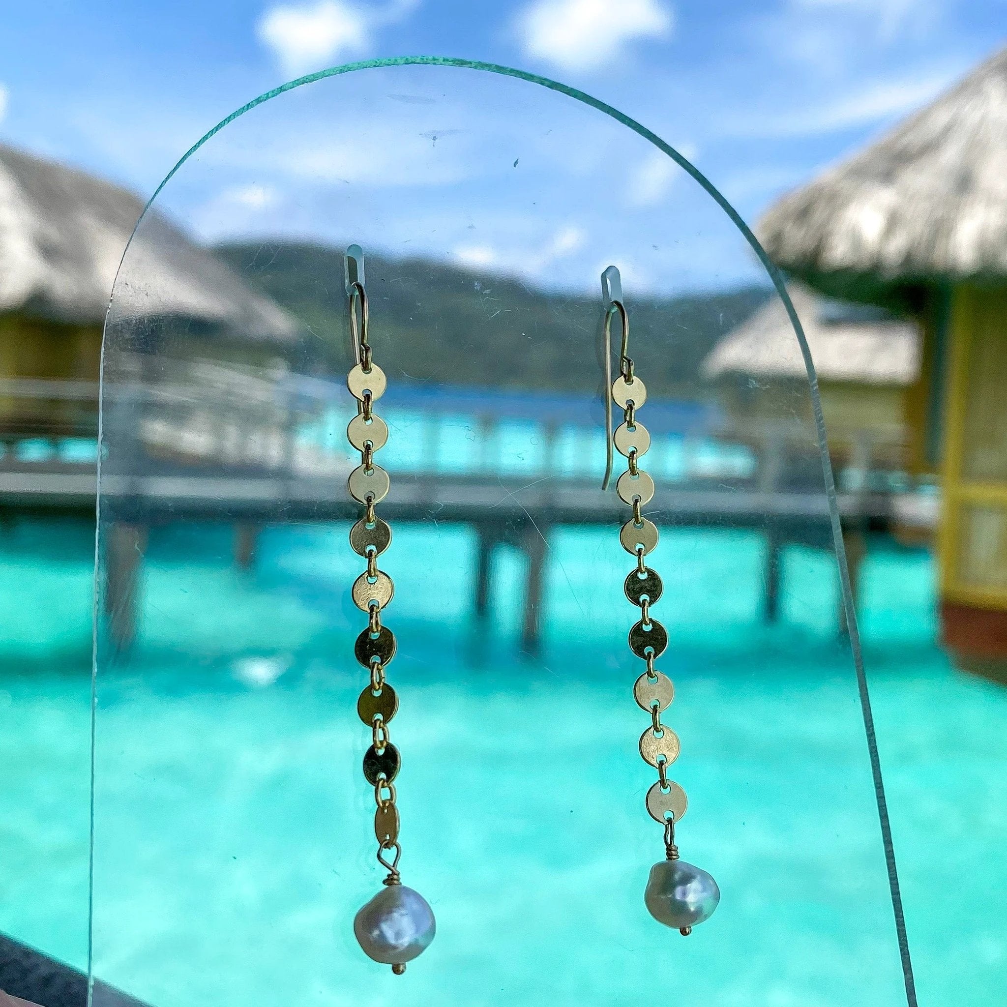 Sand Dollar Pearl Earrings by Derive Jewelry