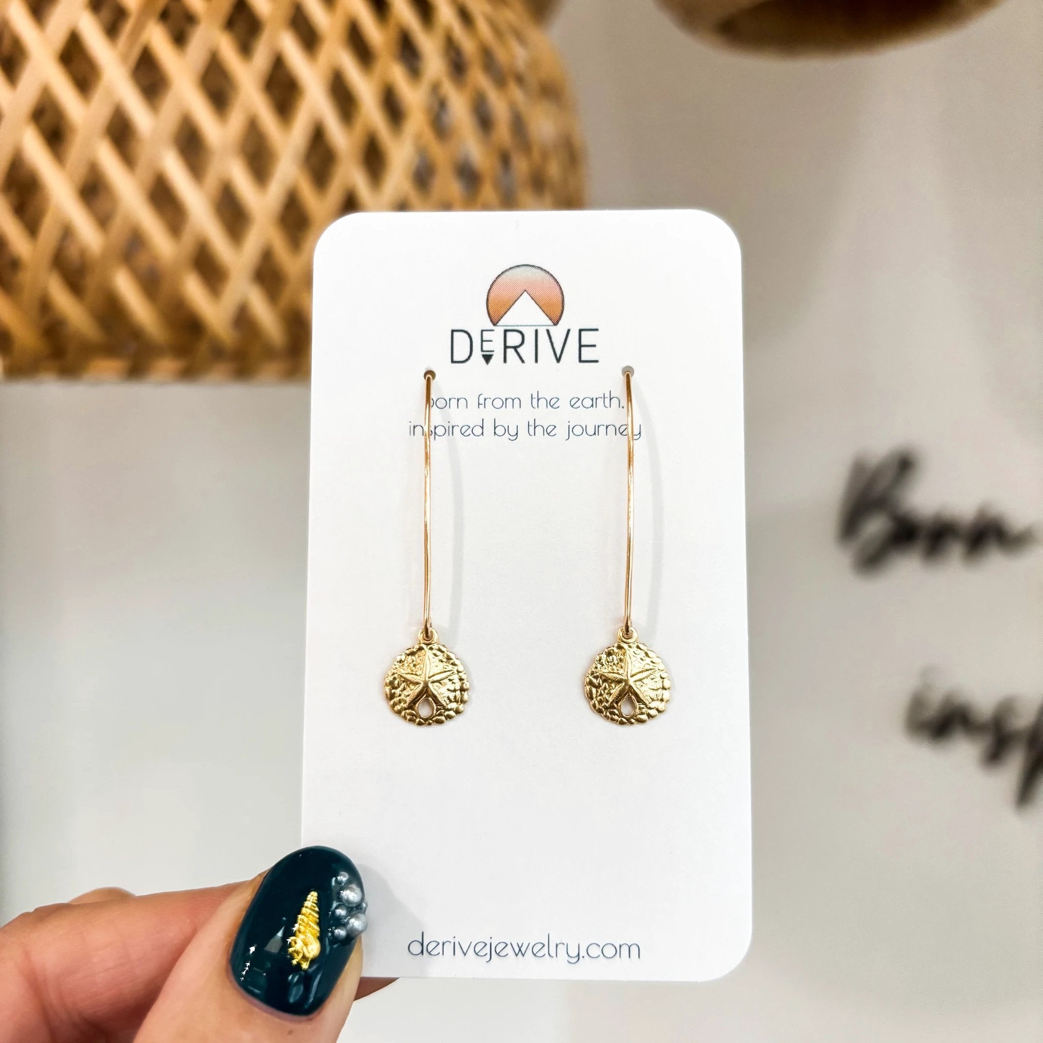 Sand Dollar Threader Earrings by Derive Jewelry