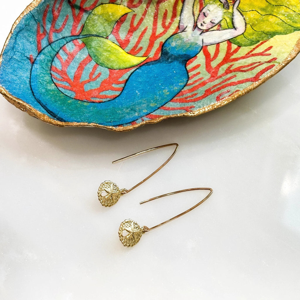Sand Dollar Threader Earrings by Derive Jewelry