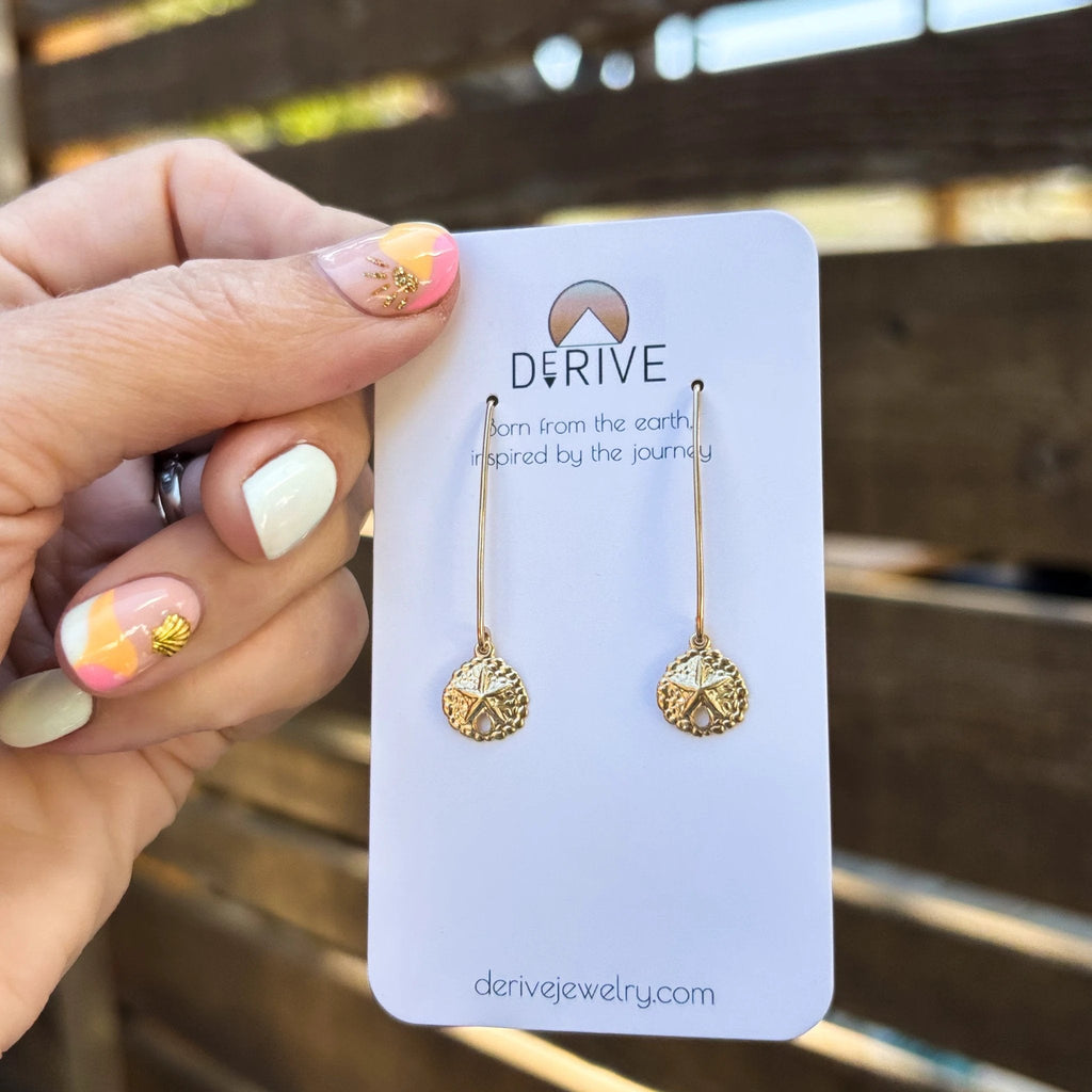 Sand Dollar Threader Earrings by Derive Jewelry