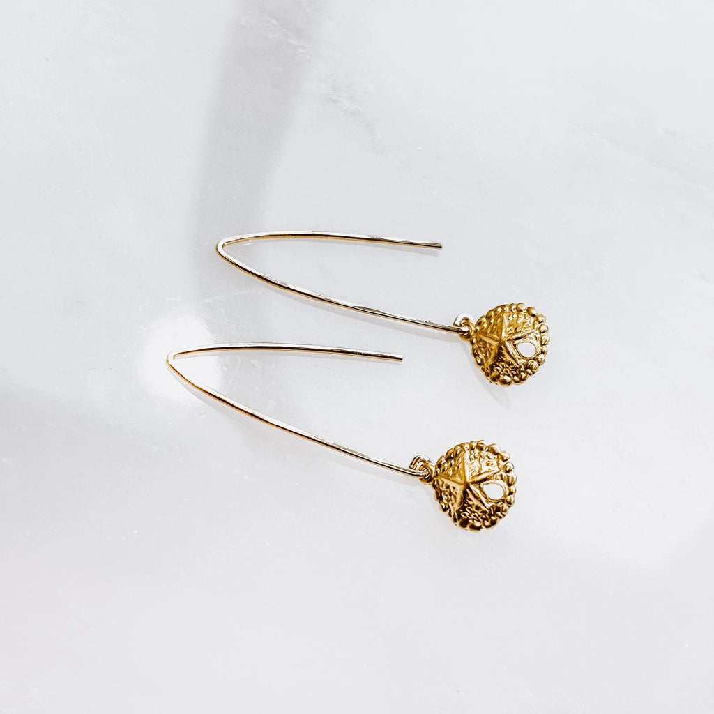 Sand Dollar Threader Earrings by Derive Jewelry