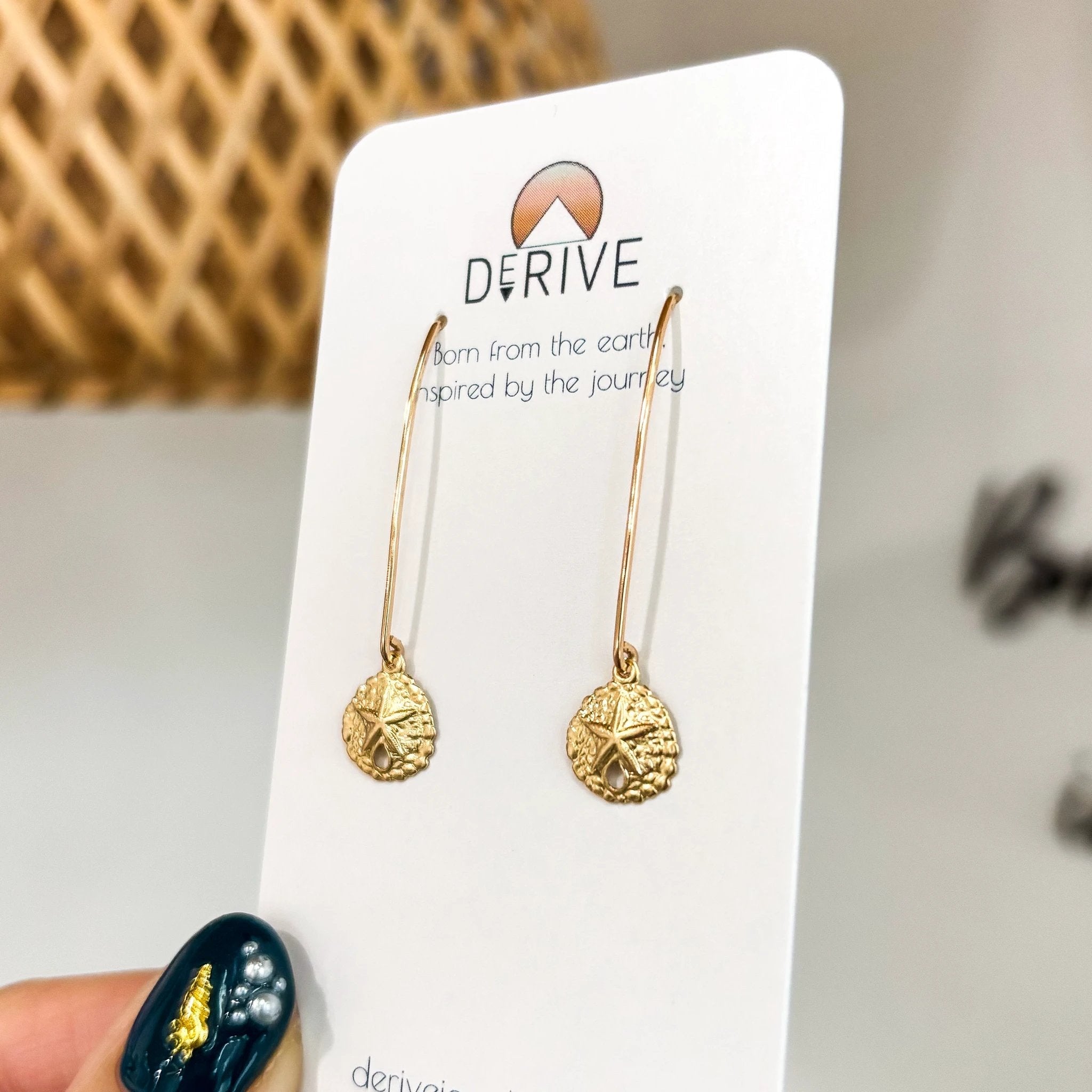 Sand Dollar Threader Earrings by Derive Jewelry