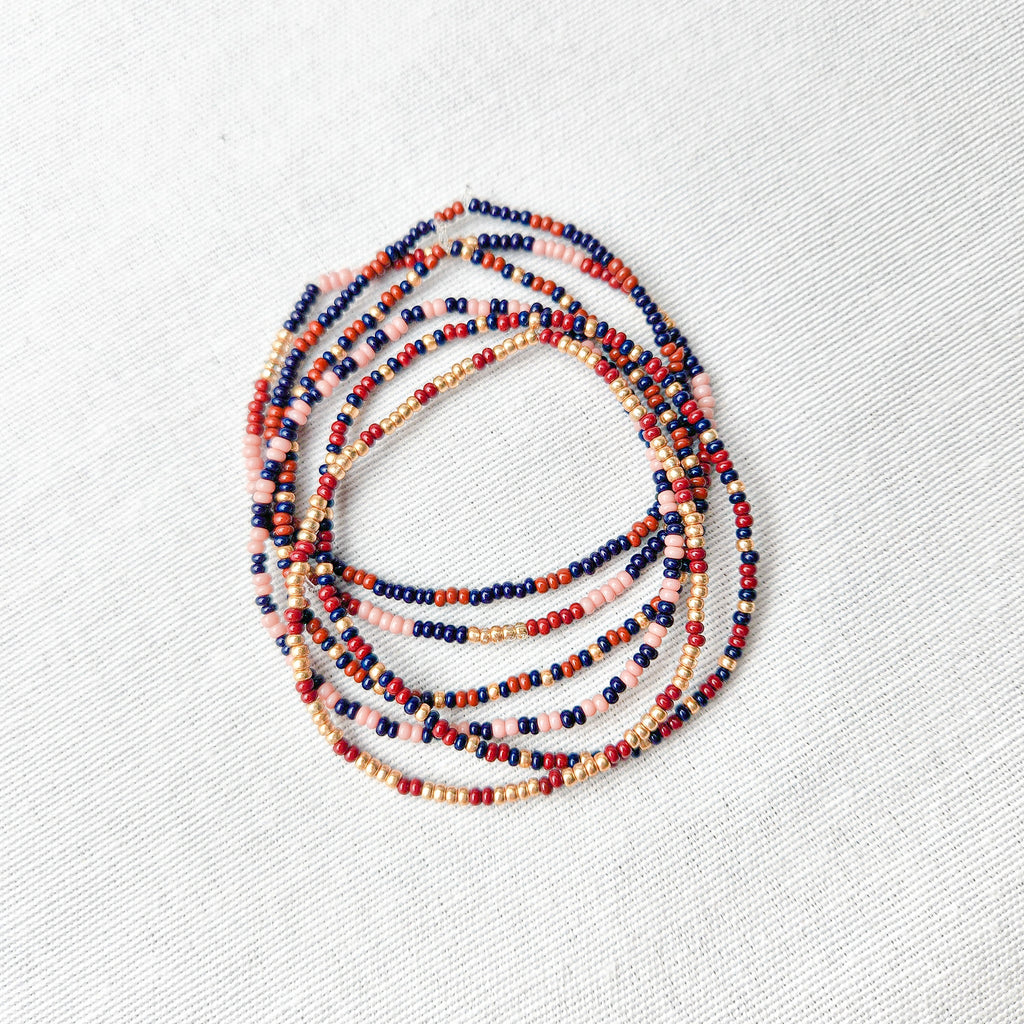 Sangria Seed Bead Bracelets - Set of 6 Jewelry La Vie Bien Sangria Seed Bead Bracelets - Set of 6
