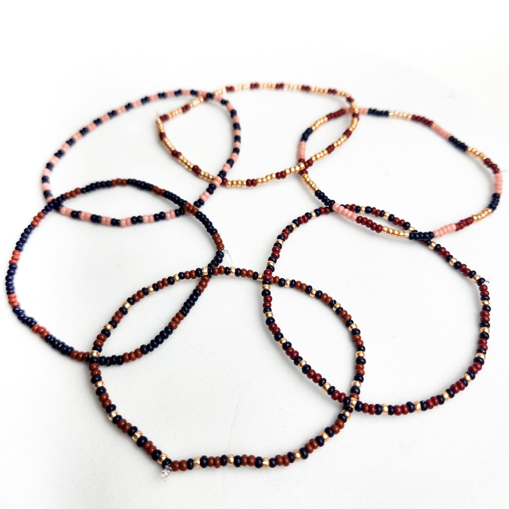 Sangria Seed Bead Bracelets - Set of 6 Jewelry La Vie Bien Sangria Seed Bead Bracelets - Set of 6