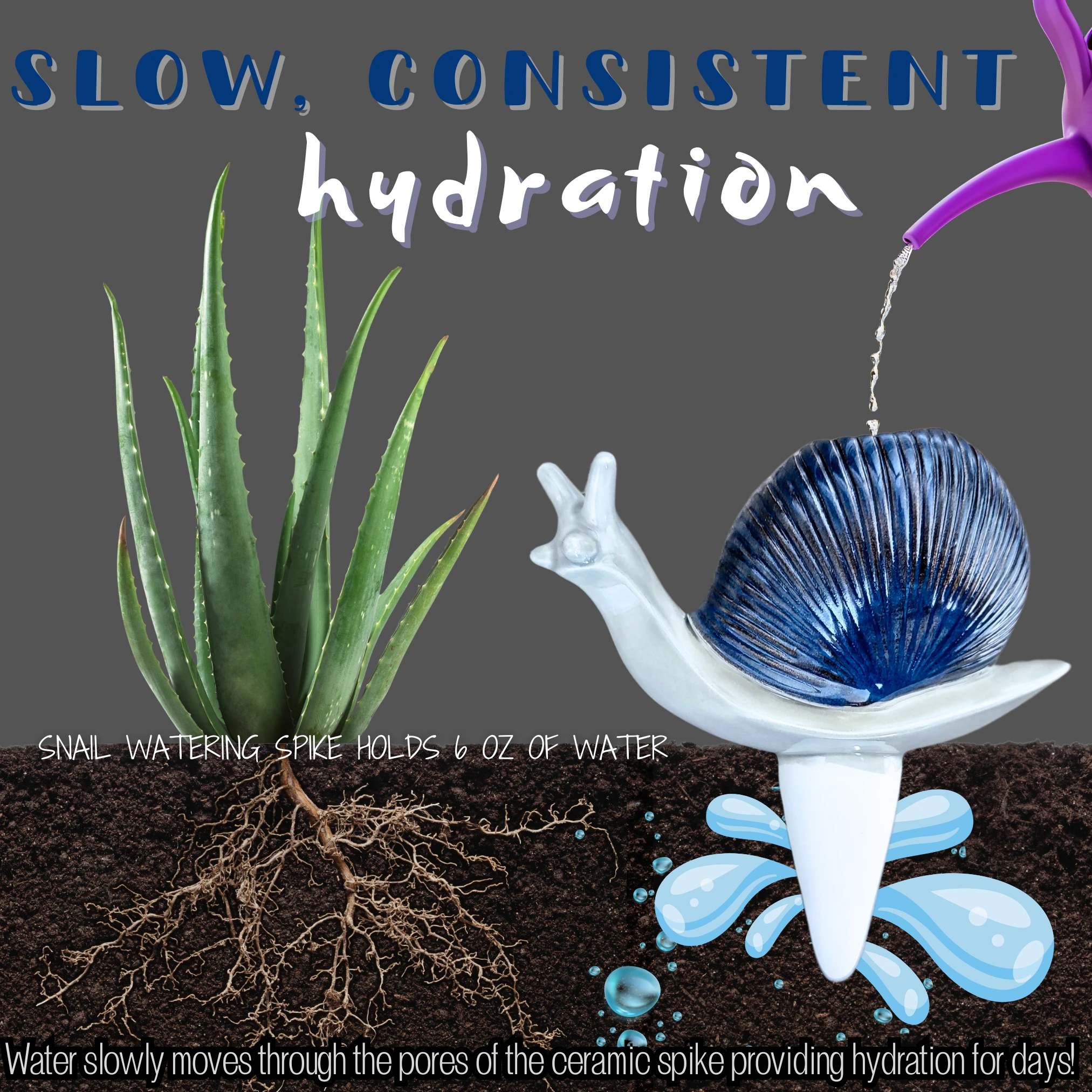 Snail Watering Spike by Mountain Mudworks