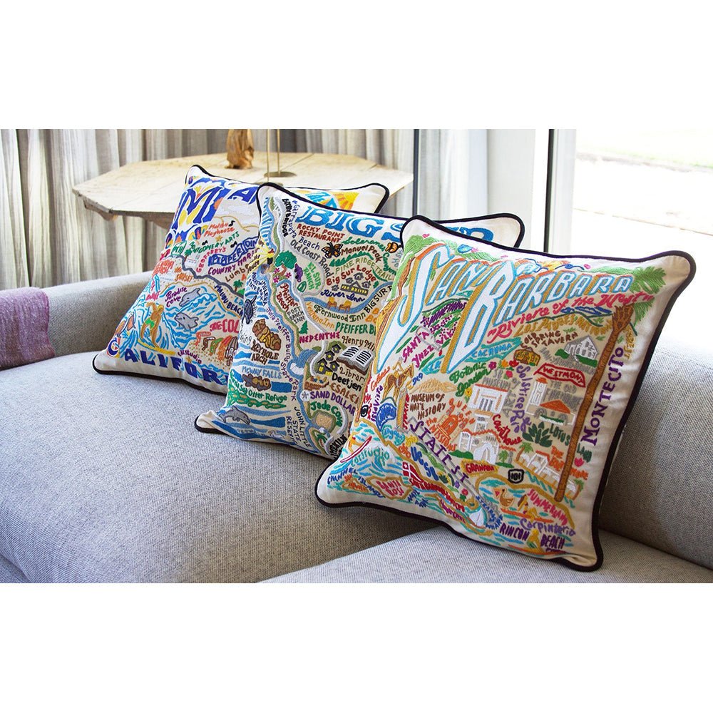Santa Barbara, CA Hand - Embroidered Pillow Pillows La Vie Bien Santa Barbara, CA Hand - Embroidered Pillow