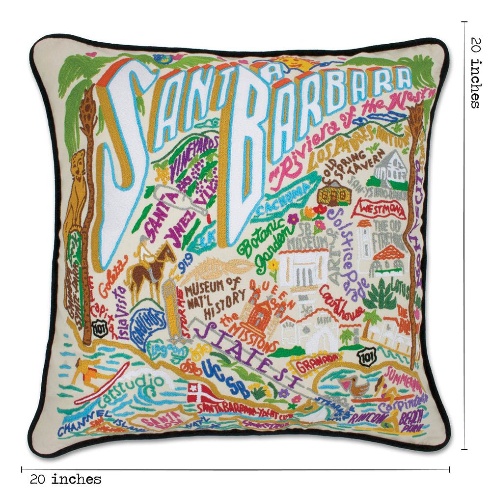 Santa Barbara, CA Hand - Embroidered Pillow Pillows La Vie Bien Santa Barbara, CA Hand - Embroidered Pillow