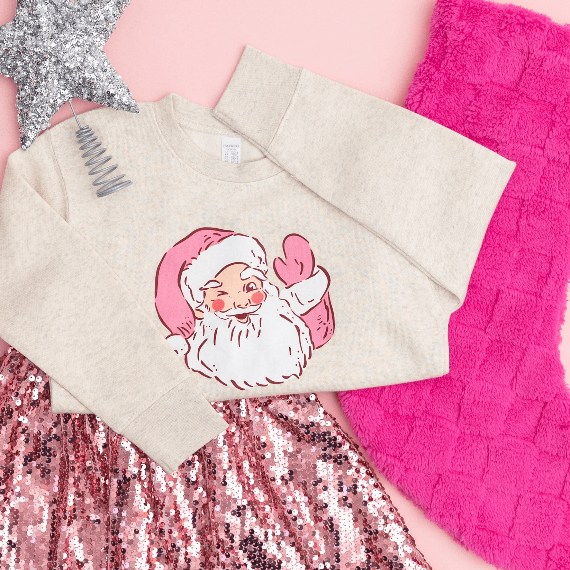 Santa Claus Wink toddler and youth Sweatshirt, Christmas collection by Benny and Ray Apparel