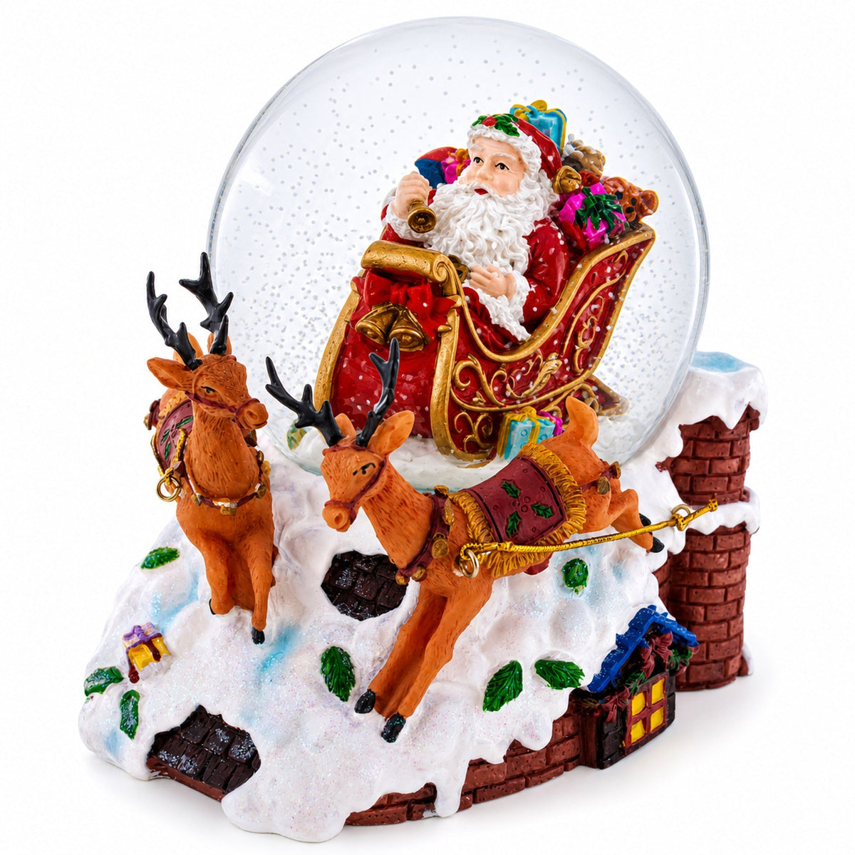 Santa Delivering Gifts Musical Christmas Water Snow Globe Snow Globes > Santa La Vie Bien Santa Delivering Gifts Musical Christmas Water Snow Globe
